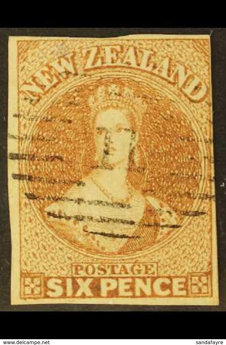 1857-63 6d Pale Brown Imperf, No Wmk, SG 14, 4 Close To Large Margins & Lovely Fresh Colour, Fine Used & Lightly Cancell - Andere & Zonder Classificatie