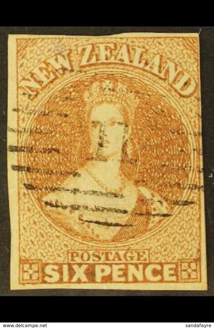 1857-63 6d Pale Brown Imperf, No Wmk, SG 14, 4 Close To Large Margins & Lovely Fresh Colour, Fine Used & Lightly Cancell - Altri & Non Classificati