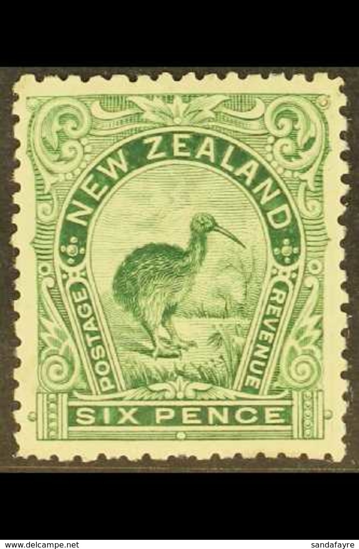 1898 6d Grass- Green No Wmk Perf 12 To 16 Kiwi Bird, SG 254a, Lightly Hinged Mint. Fresh & Attractive. For More Images,  - Autres & Non Classés