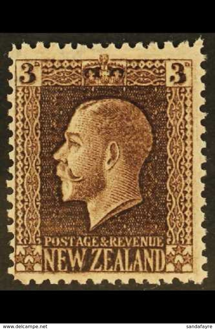 1916 3d Chocolate, Geo V, Variety "no Wmk", SG 433a, Very Fine Never Hinged Mint. For More Images, Please Visit Http://w - Andere & Zonder Classificatie
