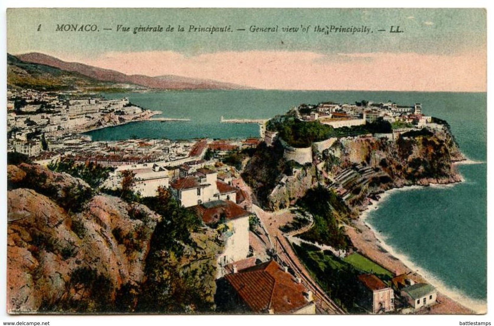 Monaco Vintage Postcard General View Of The Principally - Panoramic Views