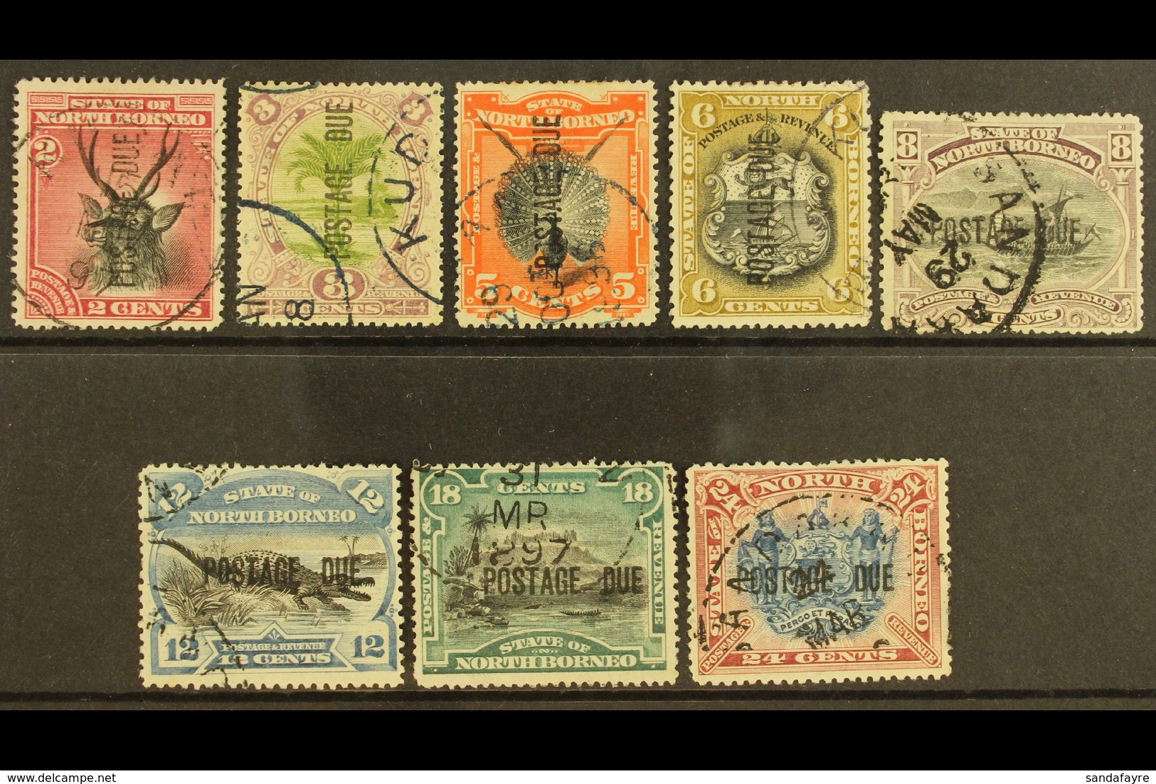 POSTAGE DUES 1895 Set Complete, SG D1/11, Very Fine And Fresh Used (8 Stamps) For More Images, Please Visit Http://www.s - Noord Borneo (...-1963)