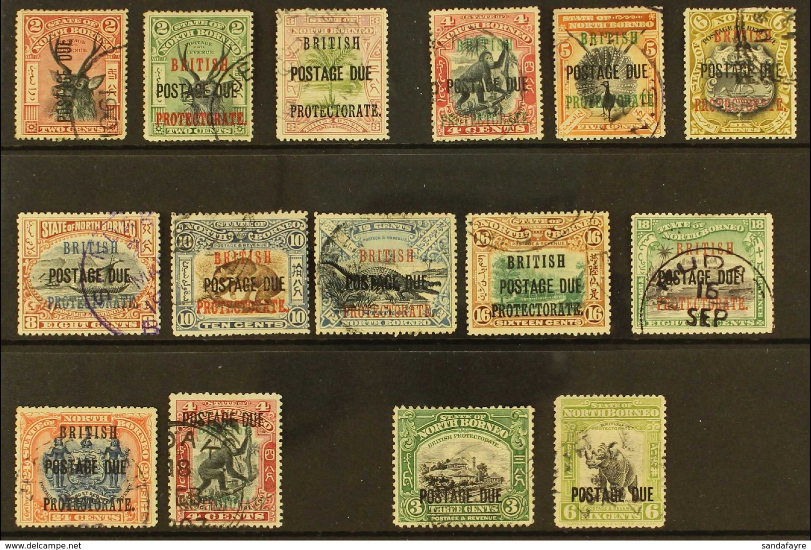 POSTAGE DUES 1897 - 1930 Fine Postally Used Selection With Cds Cancels Including 1902 Vals To 24c, 1906 4c Black And Car - Noord Borneo (...-1963)