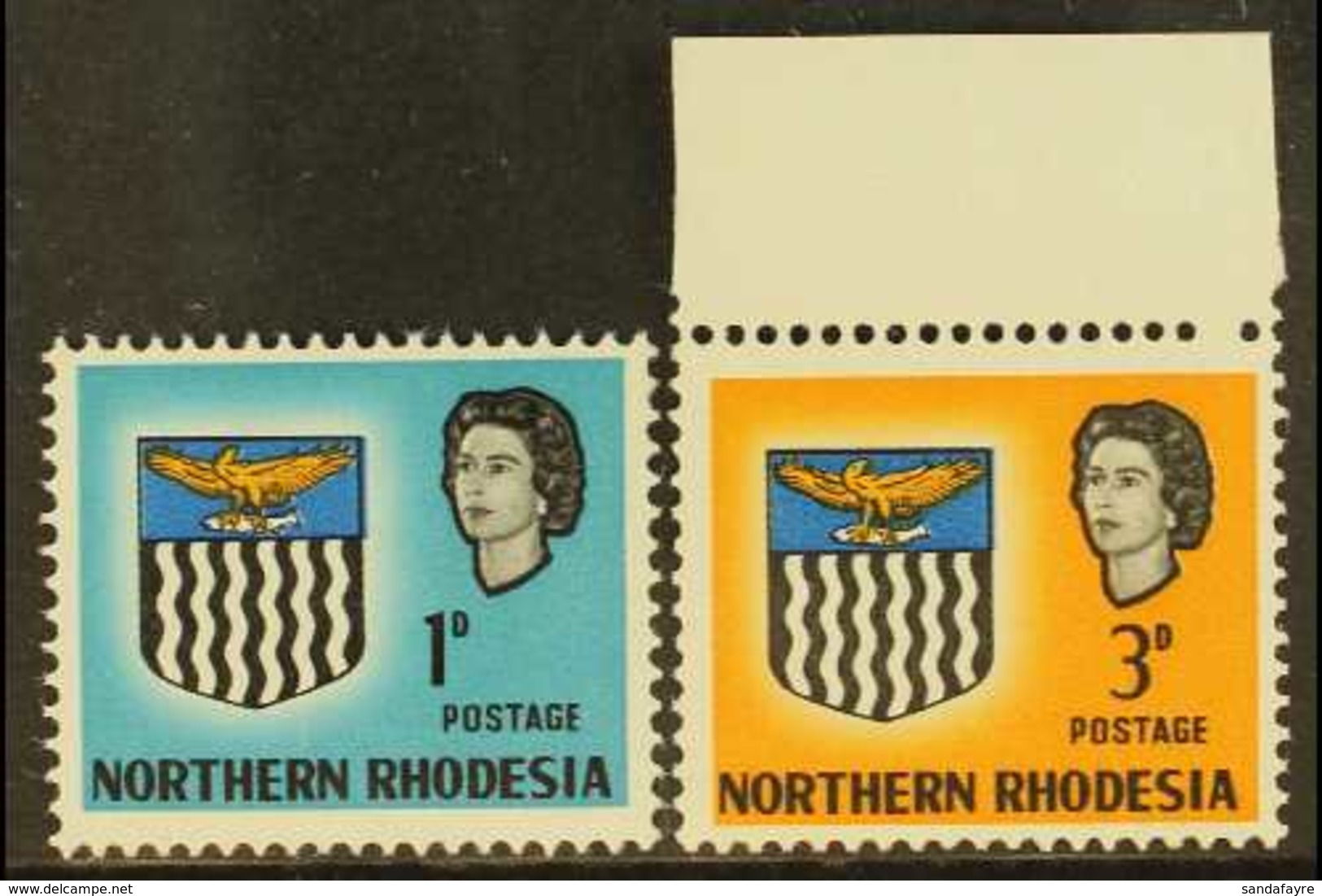 1963 VARIETIES 1d With Shifted Value & 3d Missing Perf Hole From Top Margin, SG 75, 78, Never Hinged Mint (2). For More  - Noord-Rhodesië (...-1963)