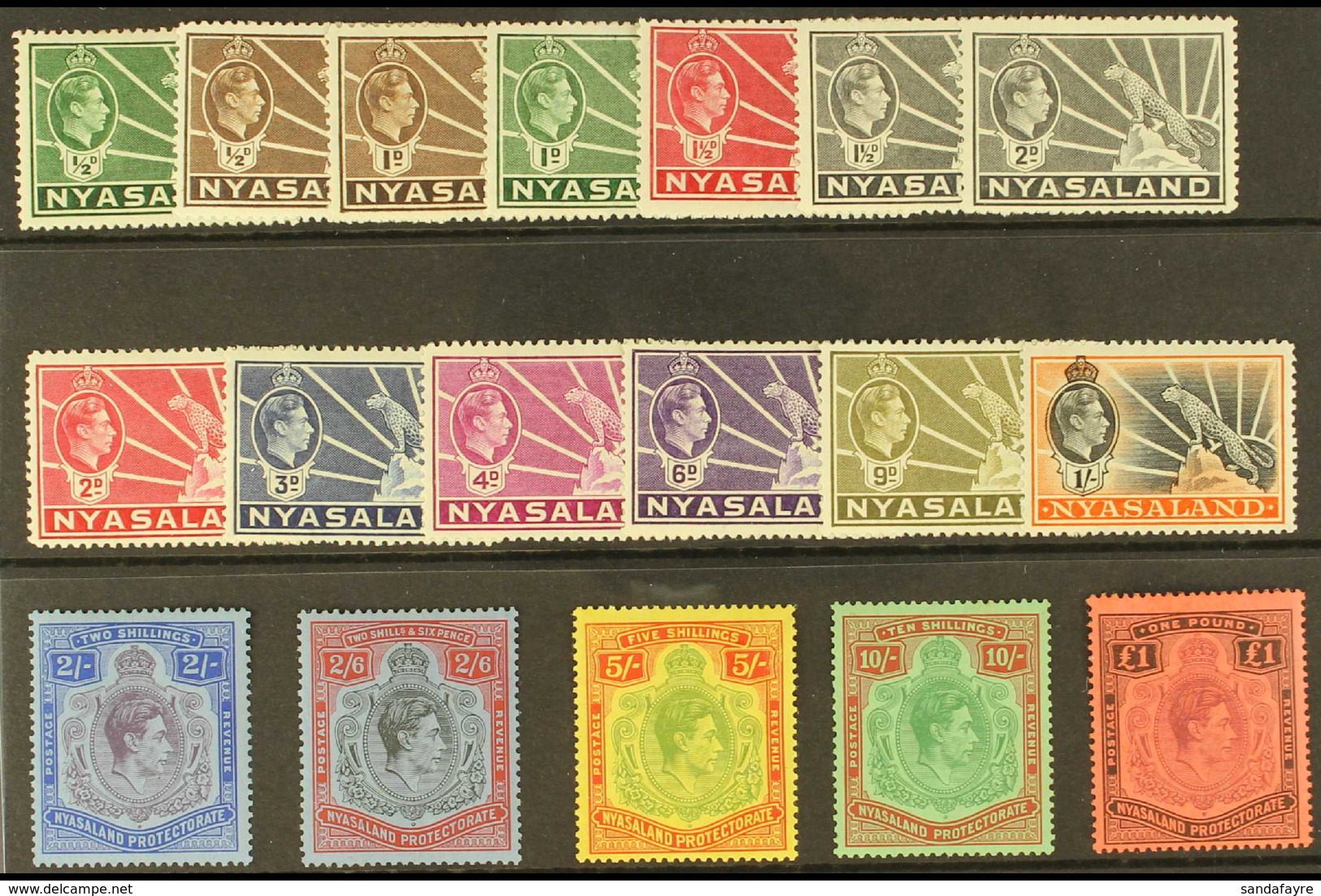 1938-44 KGVI Definitives Complete Set, SG 130/143, Fine Mint. (18 Stamps) For More Images, Please Visit Http://www.sanda - Nyassaland (1907-1953)