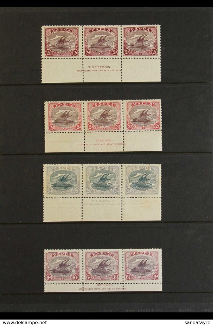 1916-31 MARGINAL INSCRIPTION STRIPS All Different Collection Of Bicoloured Definitives In INSCRIPTION STRIPS OF THREE. C - Papoea-Nieuw-Guinea