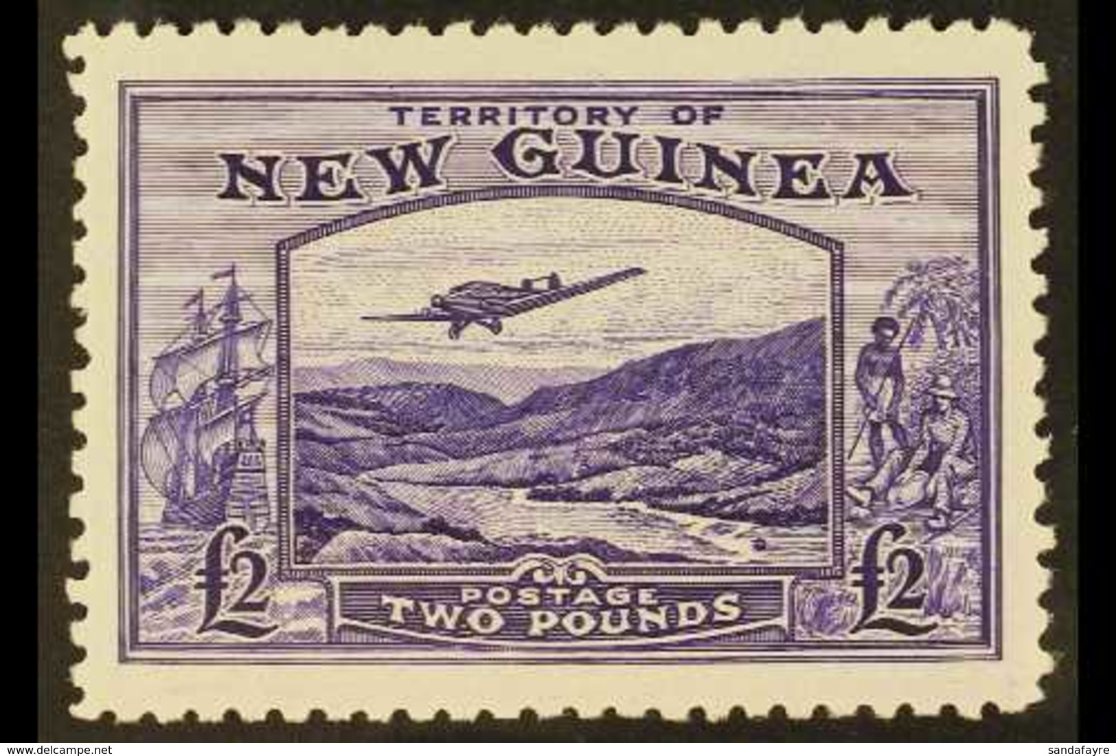 1935 £2 Bright Violet Air Bulolo Goldfields, SG 204, Never Hinged Mint. Scarce. For More Images, Please Visit Http://www - Papoea-Nieuw-Guinea
