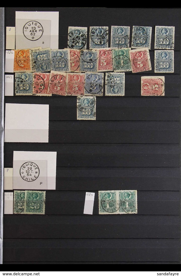 1879 TO 1884 CHILEAN STAMPS USED IN PERU - THE PACIFIC WAR. A Collection Of Chilean Stamps Postmarked During The Chilean - Perù