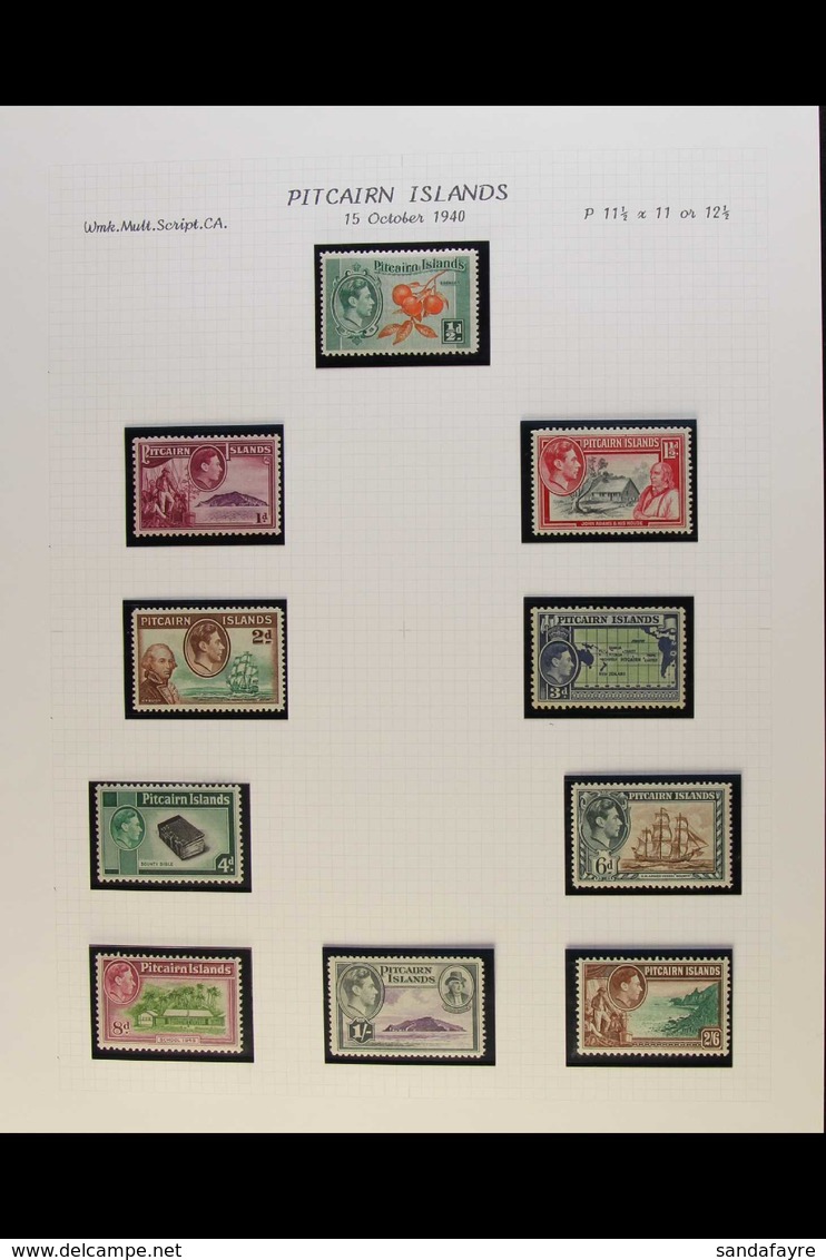 1940-9 KGVI FINE MINT COLLECTION Complete For Basic Issues, SG 1/16, Fine Mint, 1948 RSW Set Never Hinged Mint (18 Stamp - Pitcairneilanden