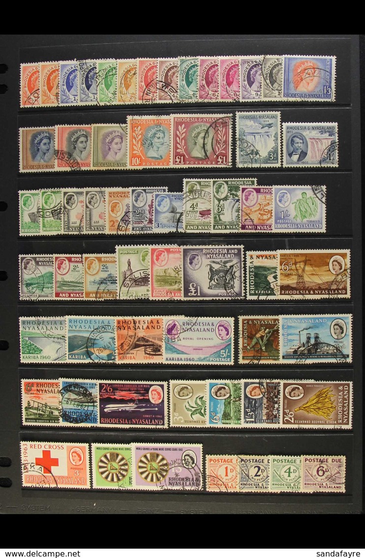 1954-63 USED COLLECTION Complete Run Of Issues, Plus Coil Stamps From Both Definitives Sets And 1961 Postage Dues Set, S - Rhodesia & Nyasaland (1954-1963)