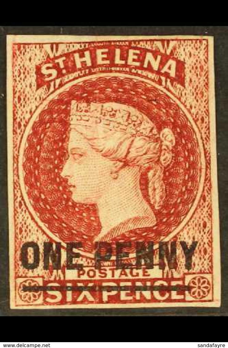 1863 1d Lake, Type A, Imperforate, SG 3, Fine Mint, Four Margins. For More Images, Please Visit Http://www.sandafayre.co - Sint-Helena