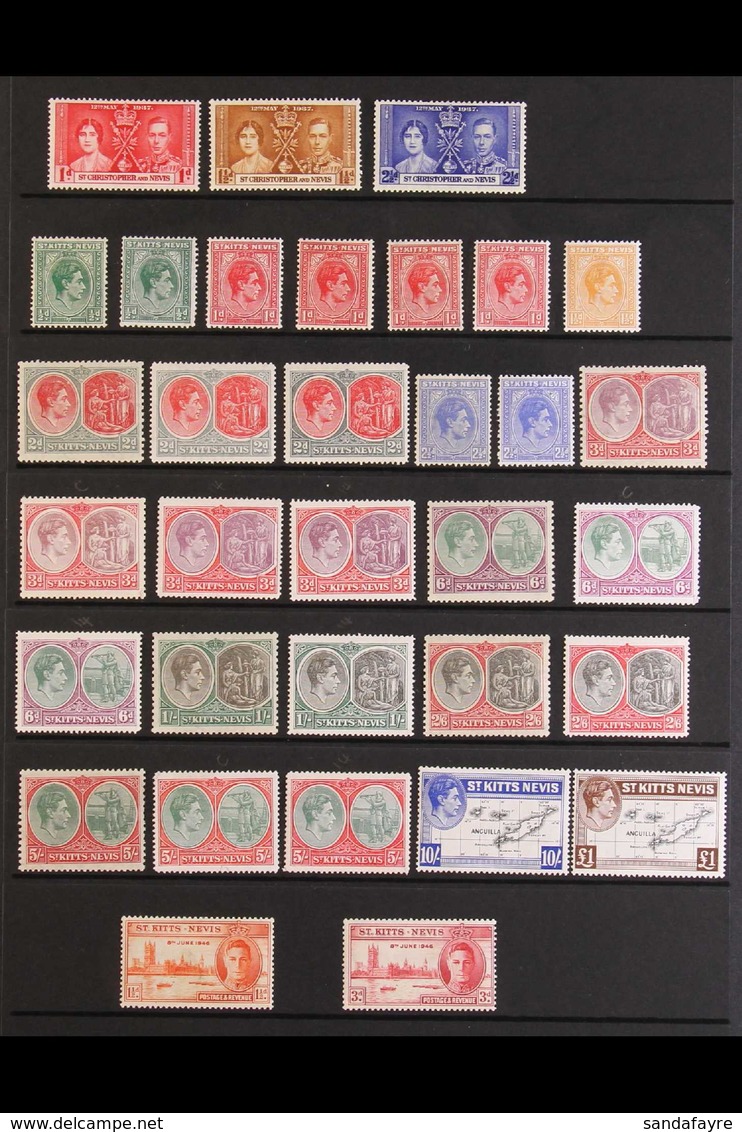 1937-52 ALL DIFFERENT KGVI COLLECTION. A Most Useful ALL DIFFERENT Mint & Never Hinged Mint Collection Presented On A Pa - St.Kitts En Nevis ( 1983-...)