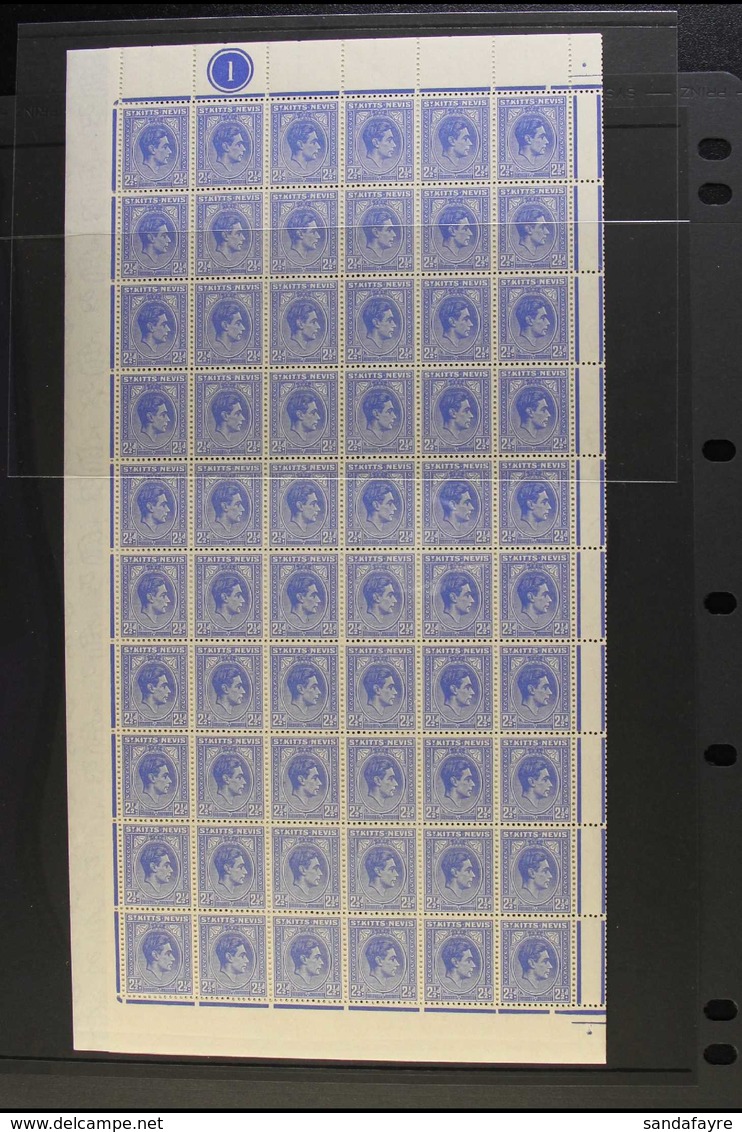 1938-50 2½d Bright Ultramarine, SG 72a, Plate 1, COMPLETE NHM SHEET With Full Margins All Round. (120 Stamps) For More I - St.Kitts En Nevis ( 1983-...)