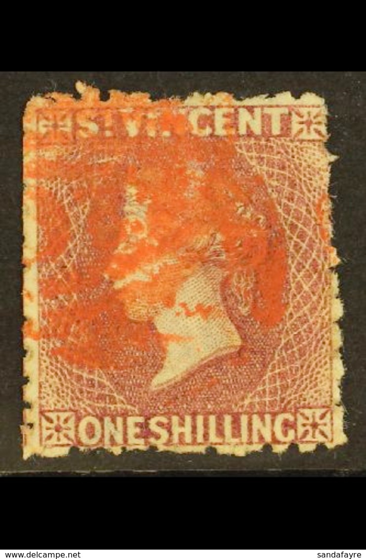 1872 1s Deep Rose-red, Wmk Small Star, Perf.11-12½, SG 17,  Good To Fine Used With Red Cancel. For More Images, Please V - St.Vincent (...-1979)