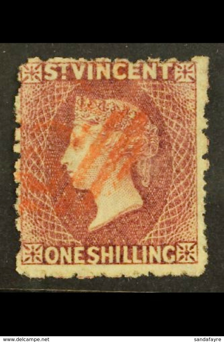 1875 1s Claret, Wmk Small Star, Perf 11 To 12½, SG 21, Very Fine Used With Neat Red Cancel. For More Images, Please Visi - St.Vincent (...-1979)