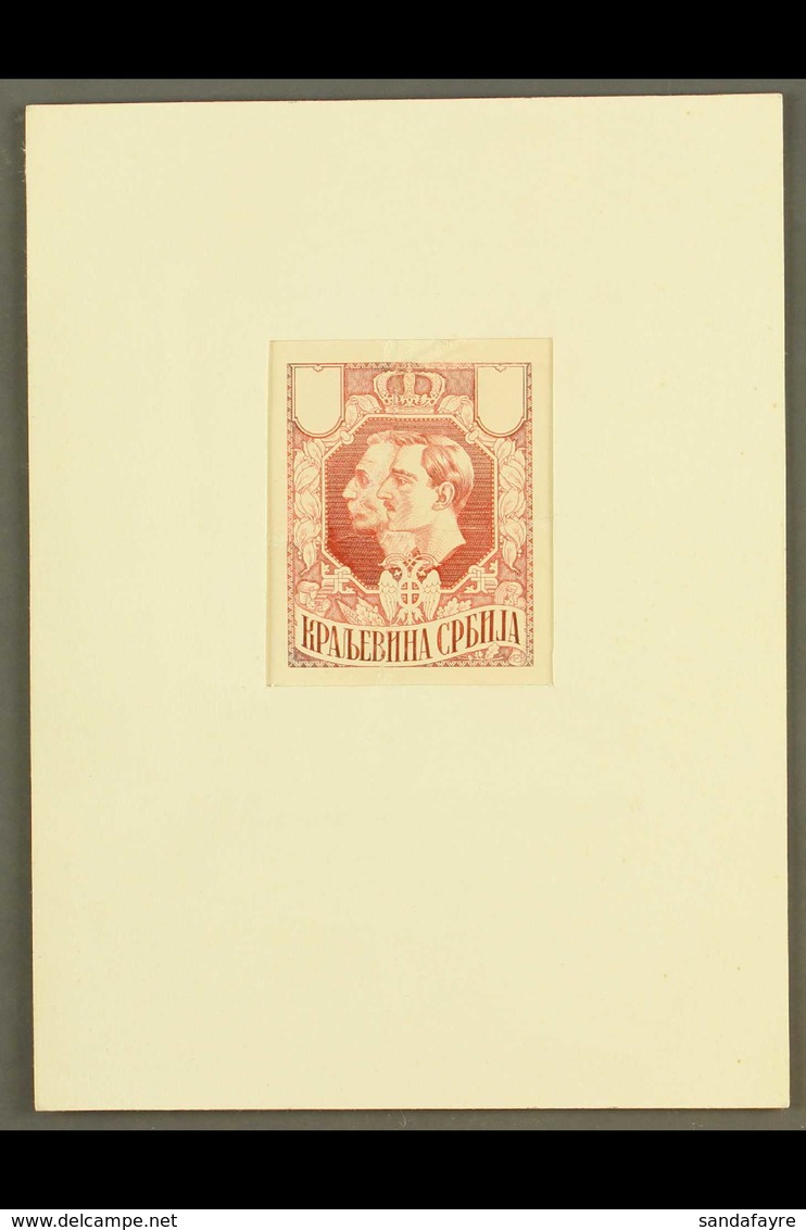 1918 IMPERF PROOF ESSAY For The 'King Petar And Prince Alexander' Design (as SG 194/26 But The Stamp Design Is Enlarged  - Servië