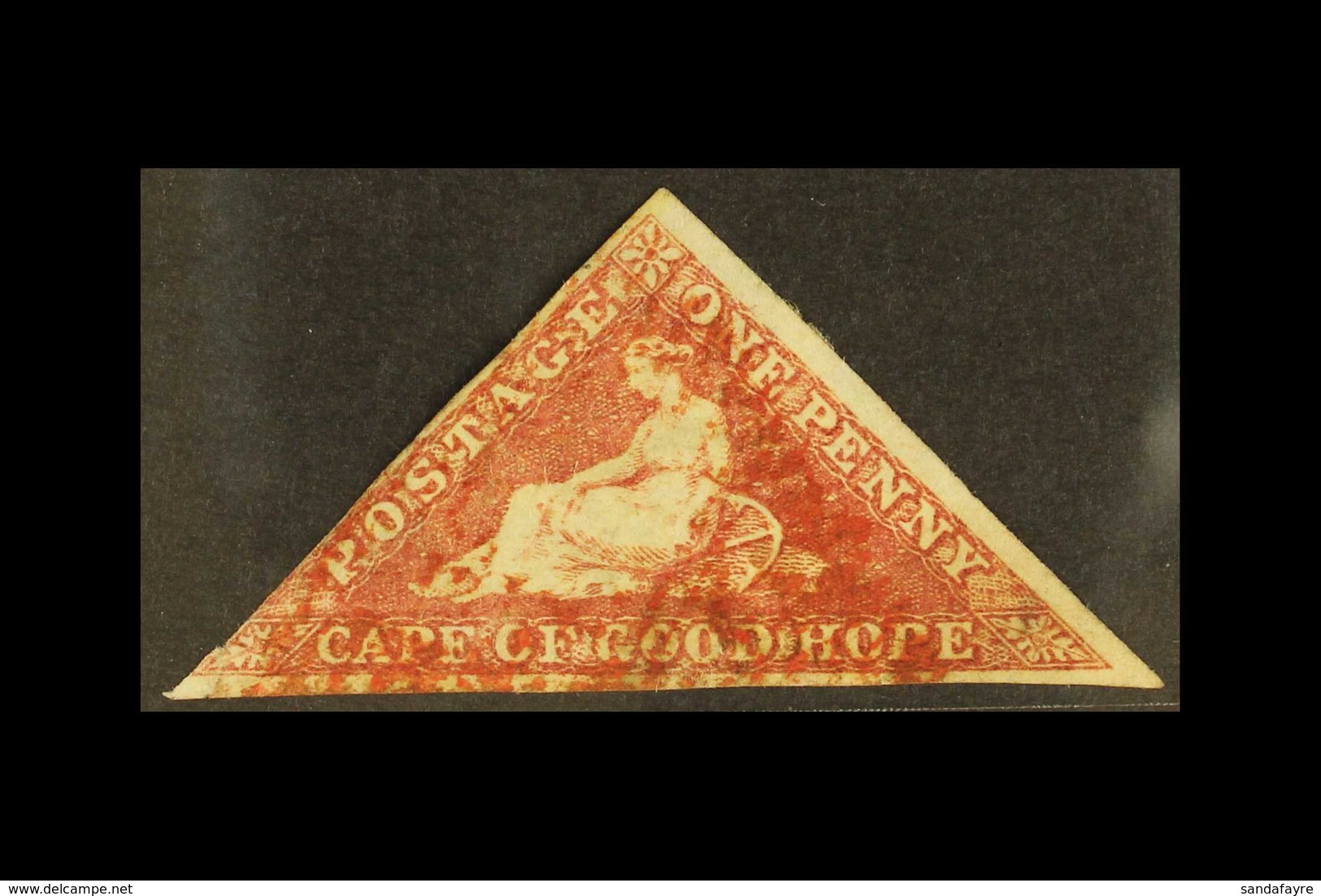 CAPE OF GOOD HOPE 1855-63 1d Rose Triangular, SG 5a, Used With BRIGHT RED Triangular Cancellation, Particularly Rare On  - Zonder Classificatie