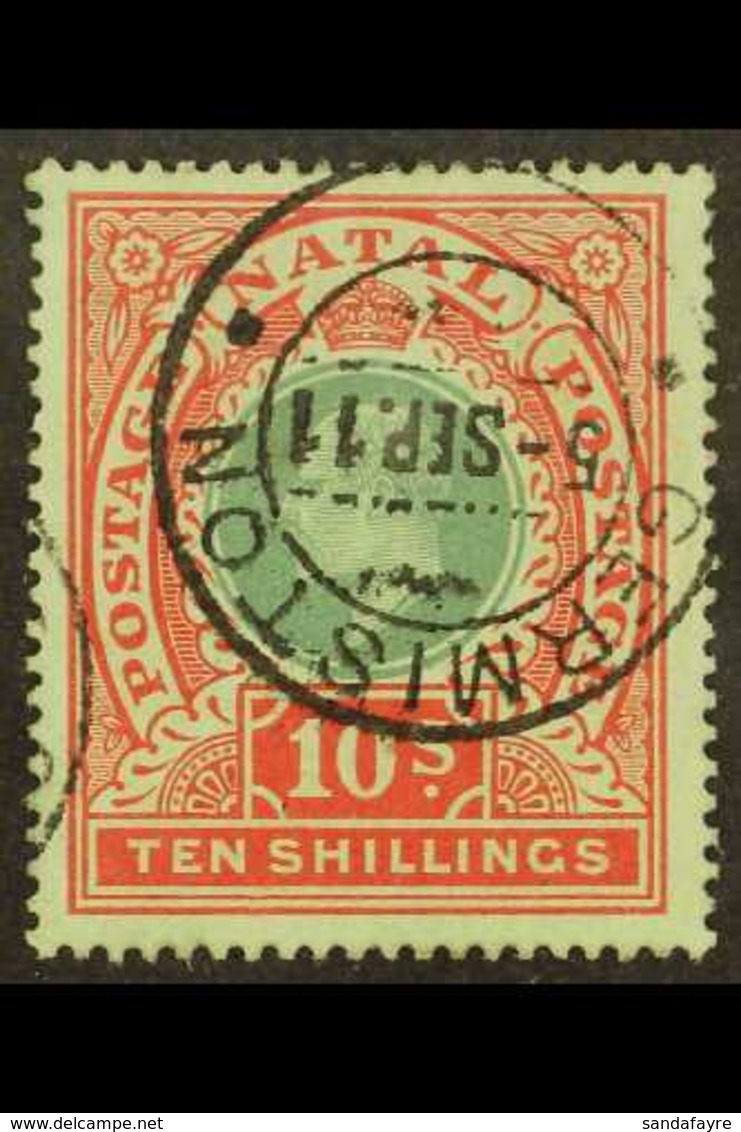NATAL 1908-09 10s Green And Red On Green, SG 170, Very Fine Used With Neat "GERMISTON" Cds Cancel. For More Images, Plea - Ohne Zuordnung