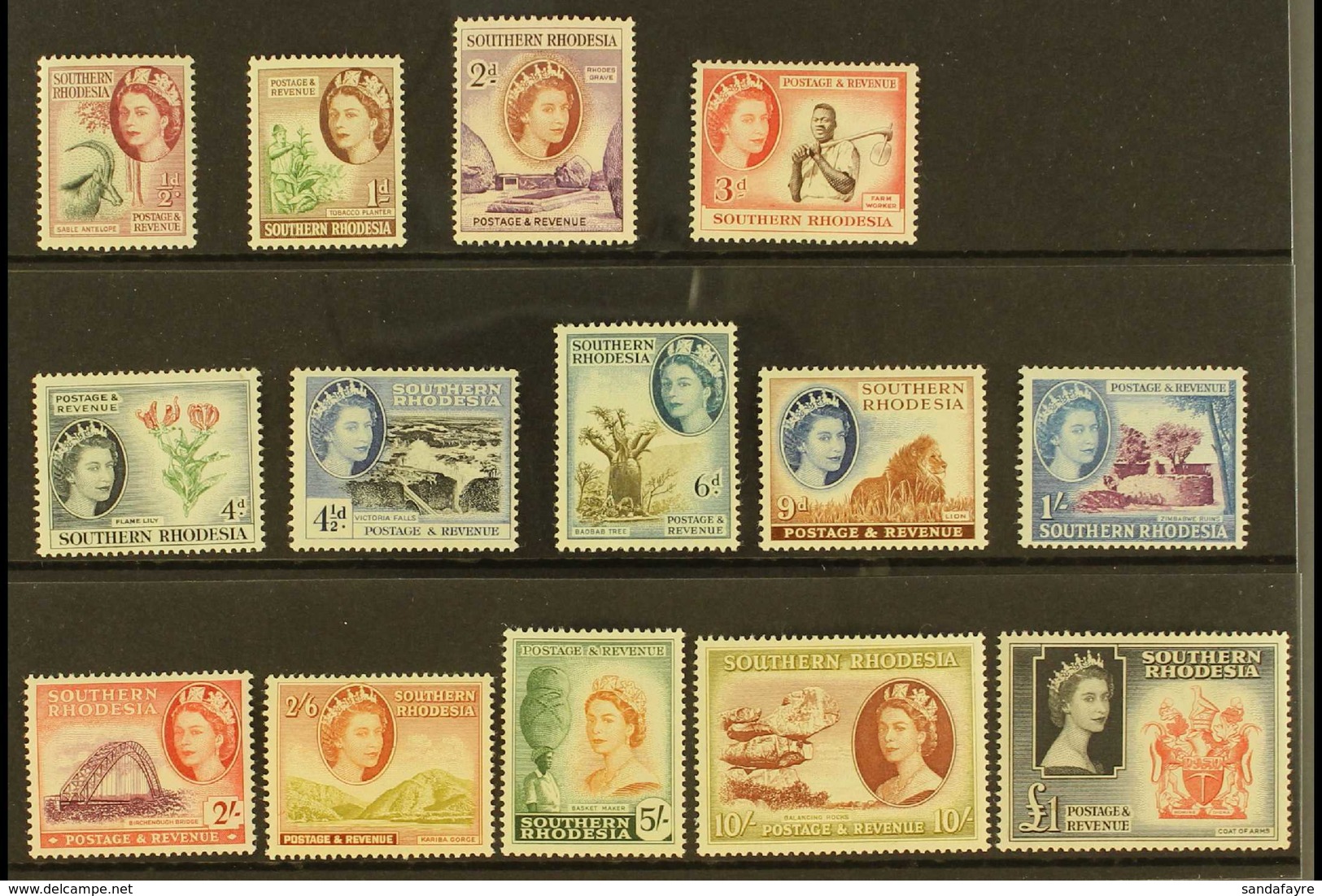 1953 Complete Definitive Set, SG 78/91, Never Hinged Mint (14 Stamps) For More Images, Please Visit Http://www.sandafayr - Zuid-Rhodesië (...-1964)