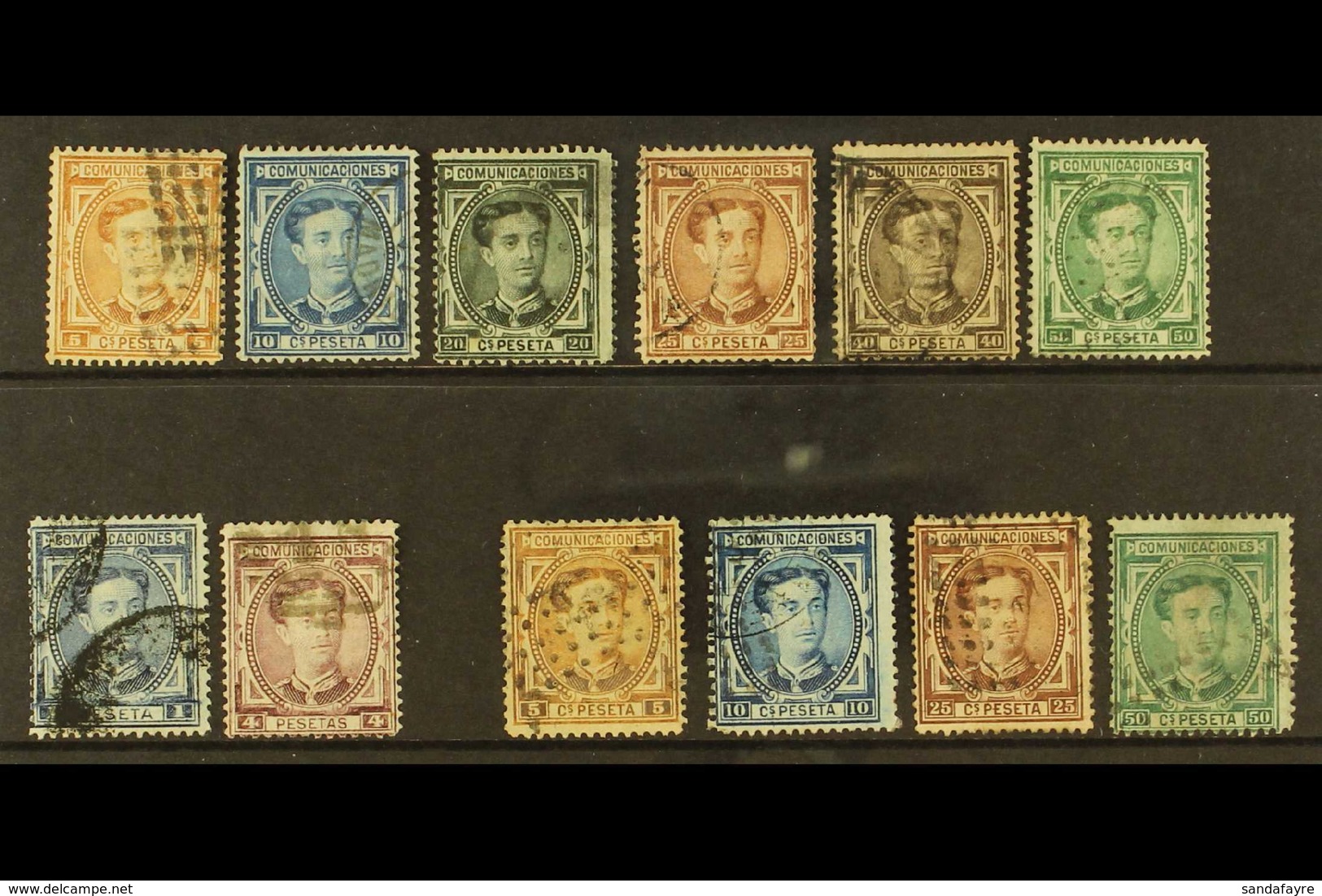 1876-77 Good To Fine Used Group With (plate I) 5c, 10c, 20c, 25c, 40c, 50c, 1p, And 4p, SG 238/245, Plus (plate II) 5c,  - Altri & Non Classificati