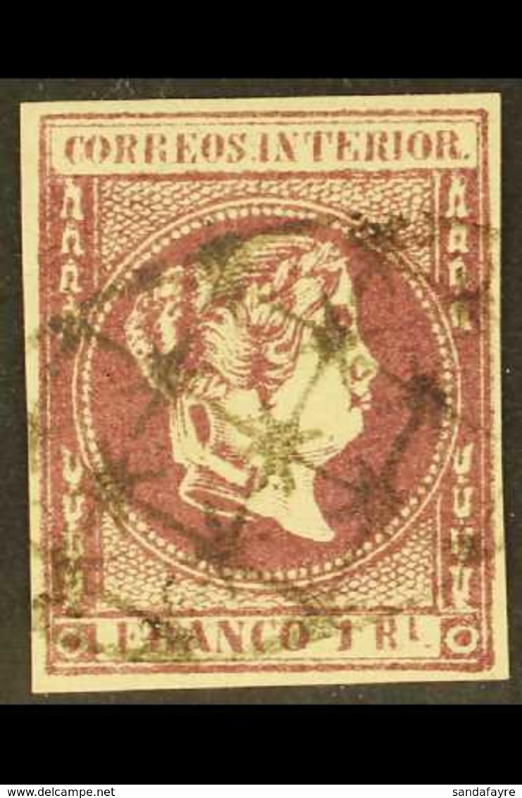 PHILIPPINES SPERATI FORGERY. 1863 1r Rosy Mauve Imperf (as SG 21) 'used' With 4 Margins. Sperati Handstamp On Reverse. F - Other & Unclassified