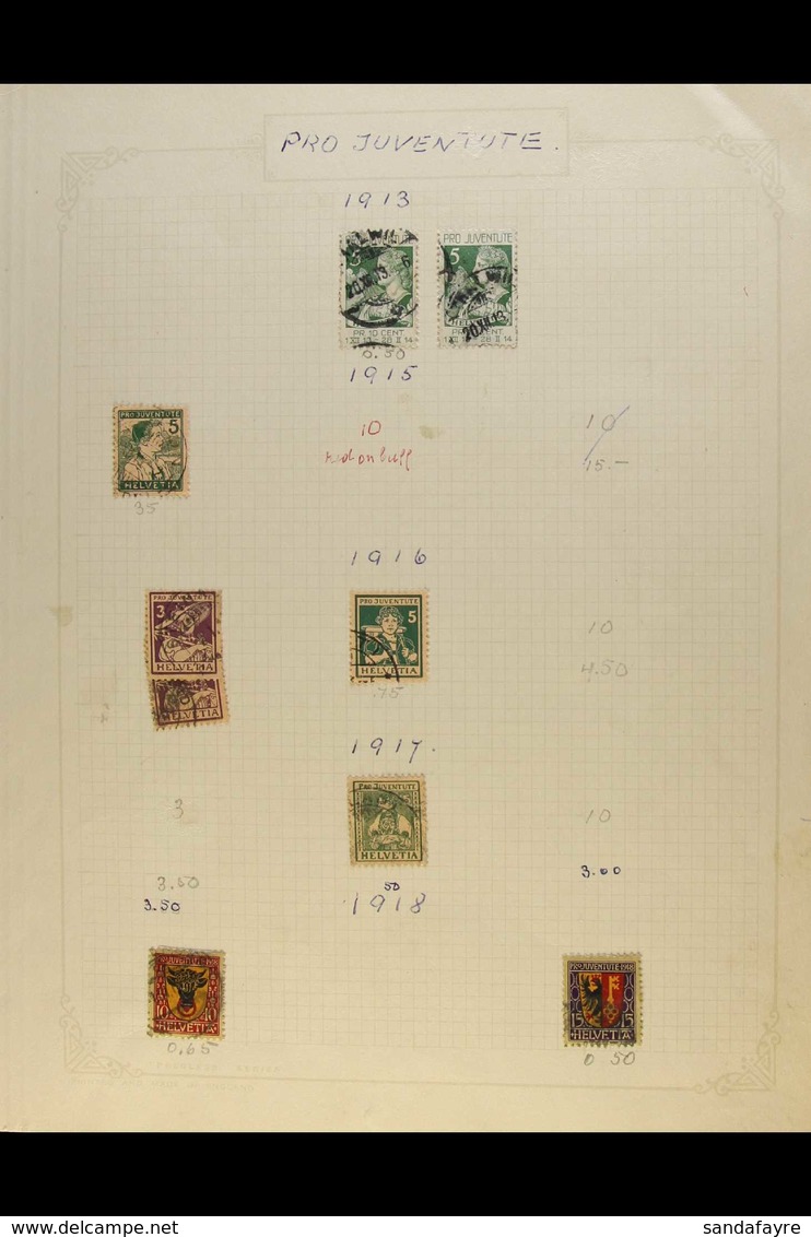 1913-57 PRO JUVENTUTE COLLECTION An Extensive Used Collection Presented On Album Pages. Includes 1913 (x2), 1915 5c, 191 - Other & Unclassified