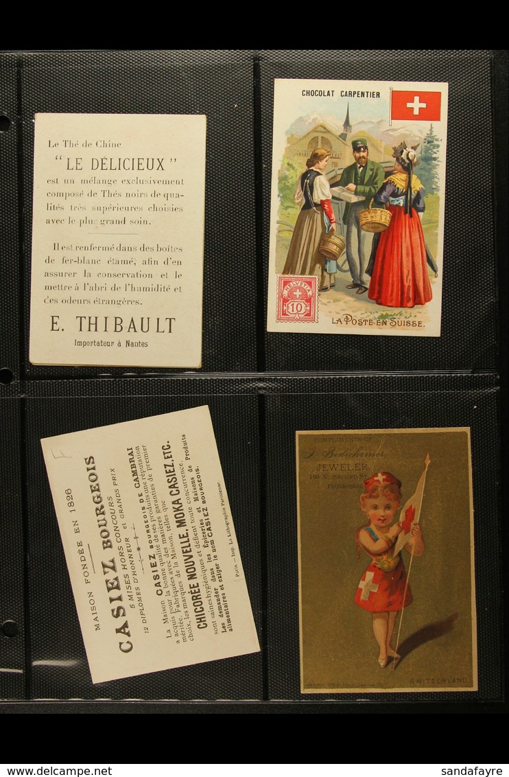 STAMP DESIGNS ON ADVERTISING CARDS - CIRCA 1908 A Scarce & Attractive Group Of Colourful, Continental Advertising Cards, - Andere & Zonder Classificatie