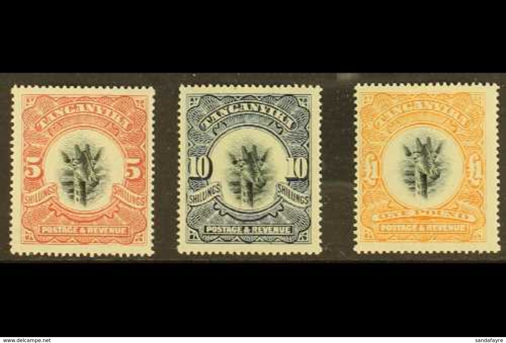 1922-24 5s, 10s & £1 Giraffe Top Value, Wmk Upright, SG 86a/88a, Mint Lightly Hinged. Lovely (3 Stamps) For More Images, - Tanganyika (...-1932)