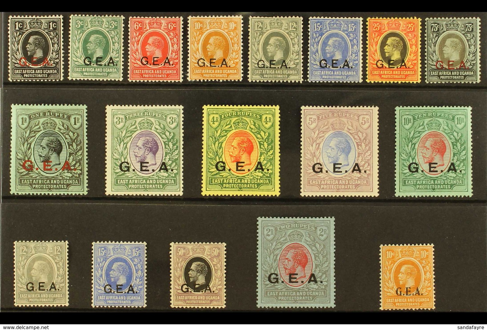 BRITISH OCCUPATION OF GERMAN EAST AFRICA 1917-22 MINT SELECTION On A Stock Card With 1917-21 "G.E.A." Opt'd Range That I - Tanganyika (...-1932)