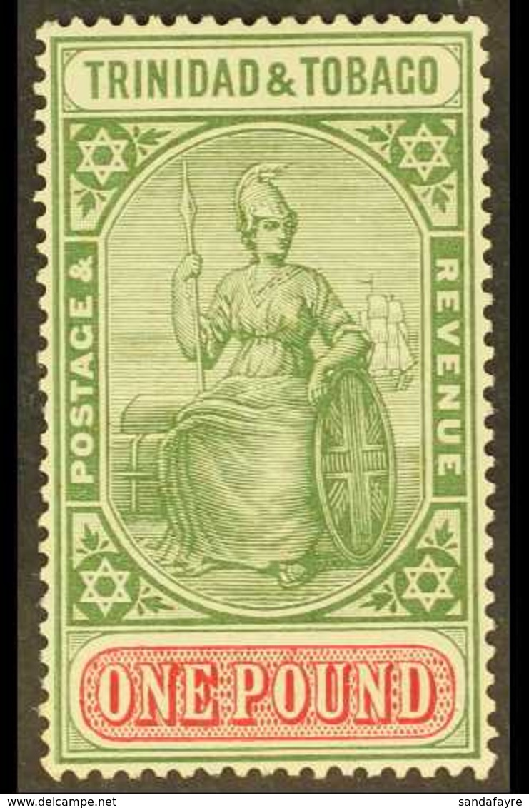 1921-22 (wmk Mult Script CA) £1 Green And Carmine, SG 215, Very Fine Mint. For More Images, Please Visit Http://www.sand - Trinidad En Tobago (...-1961)