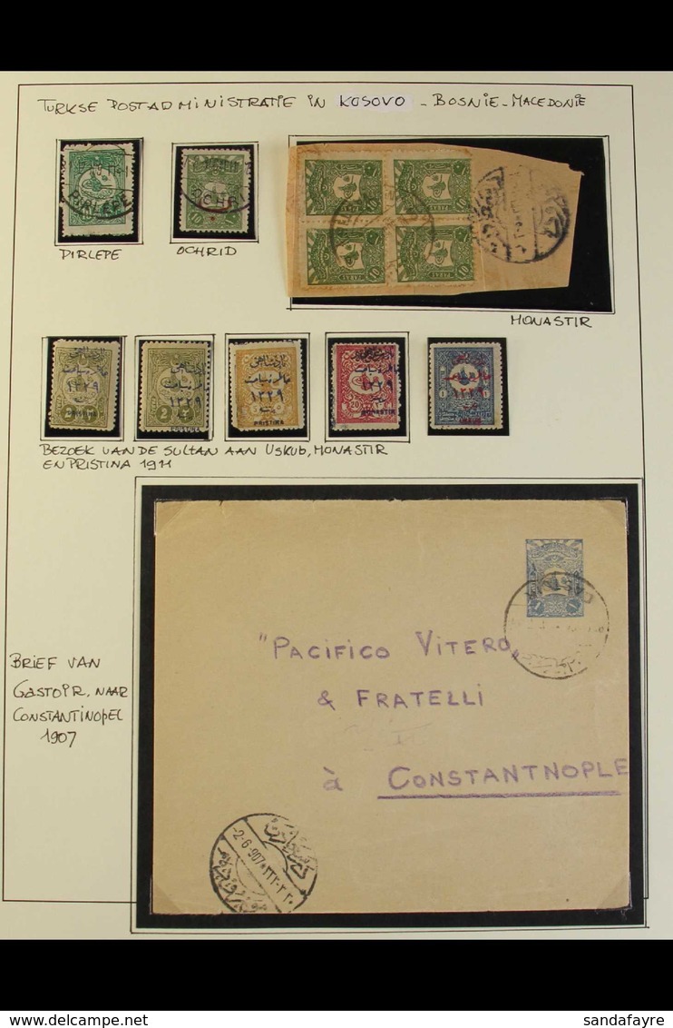 USED IN FORMER YUGOSLAVIA 1900's - 1910's Collection In Hingeless Mounts On Pages, Includes 1907 1pi Ps Envelope Cancell - Andere & Zonder Classificatie