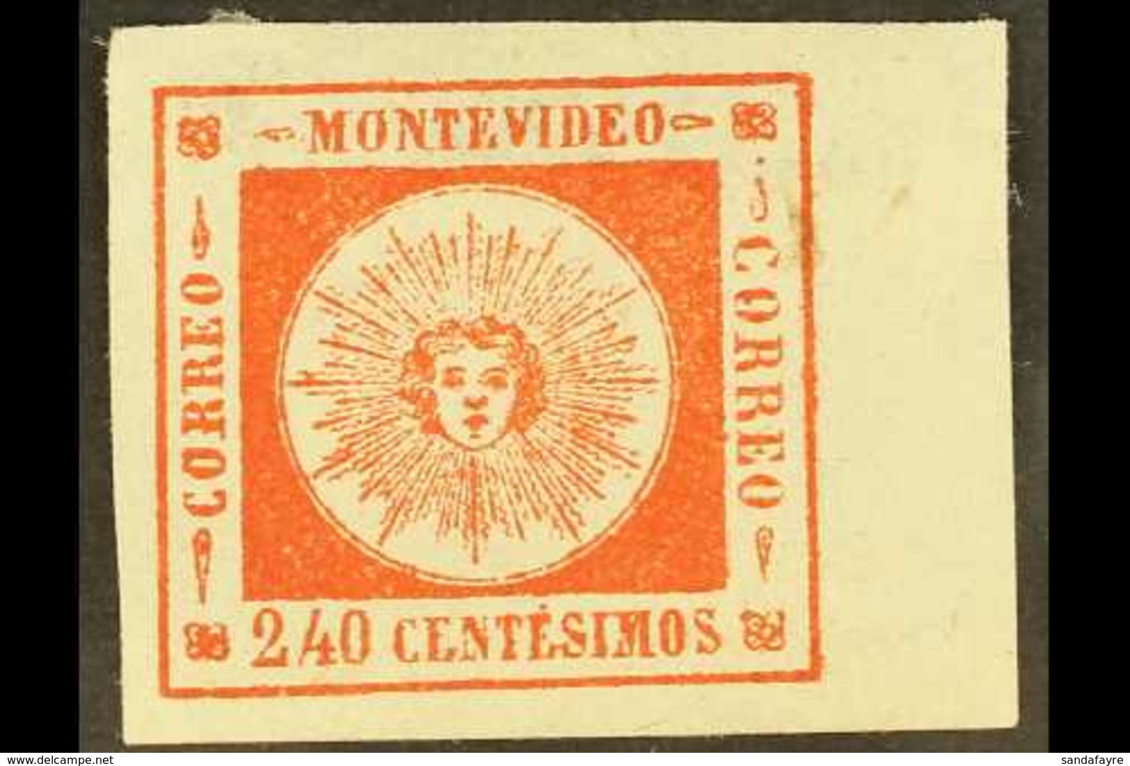 1859 240c Vermilion SPERATI FORGERY (reproduction C) Unused With 4 Margins Without His Handstamp On Reverse. For More Im - Uruguay