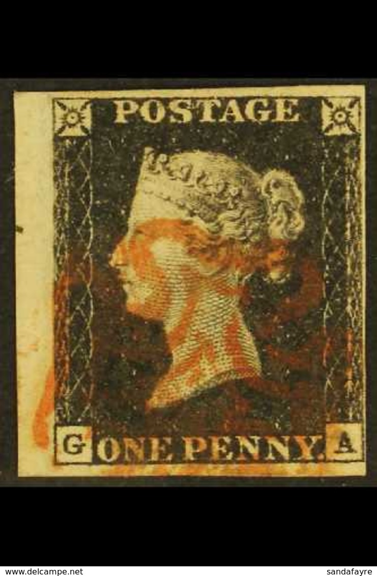 1840 1d Black 'GA' Plate 1a, SG 2, Used With 4 Small To Huge Margins Including Part Sheet Margin At Left, Cancelled By P - Non Classificati