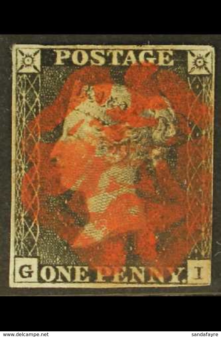 1840 1d Black 'GI' Plate 1a, SG 2 (SG Spec AS2d), Used With Smudged Red Maltese Cross Postmark, 3+ Small Margins, Light  - Zonder Classificatie