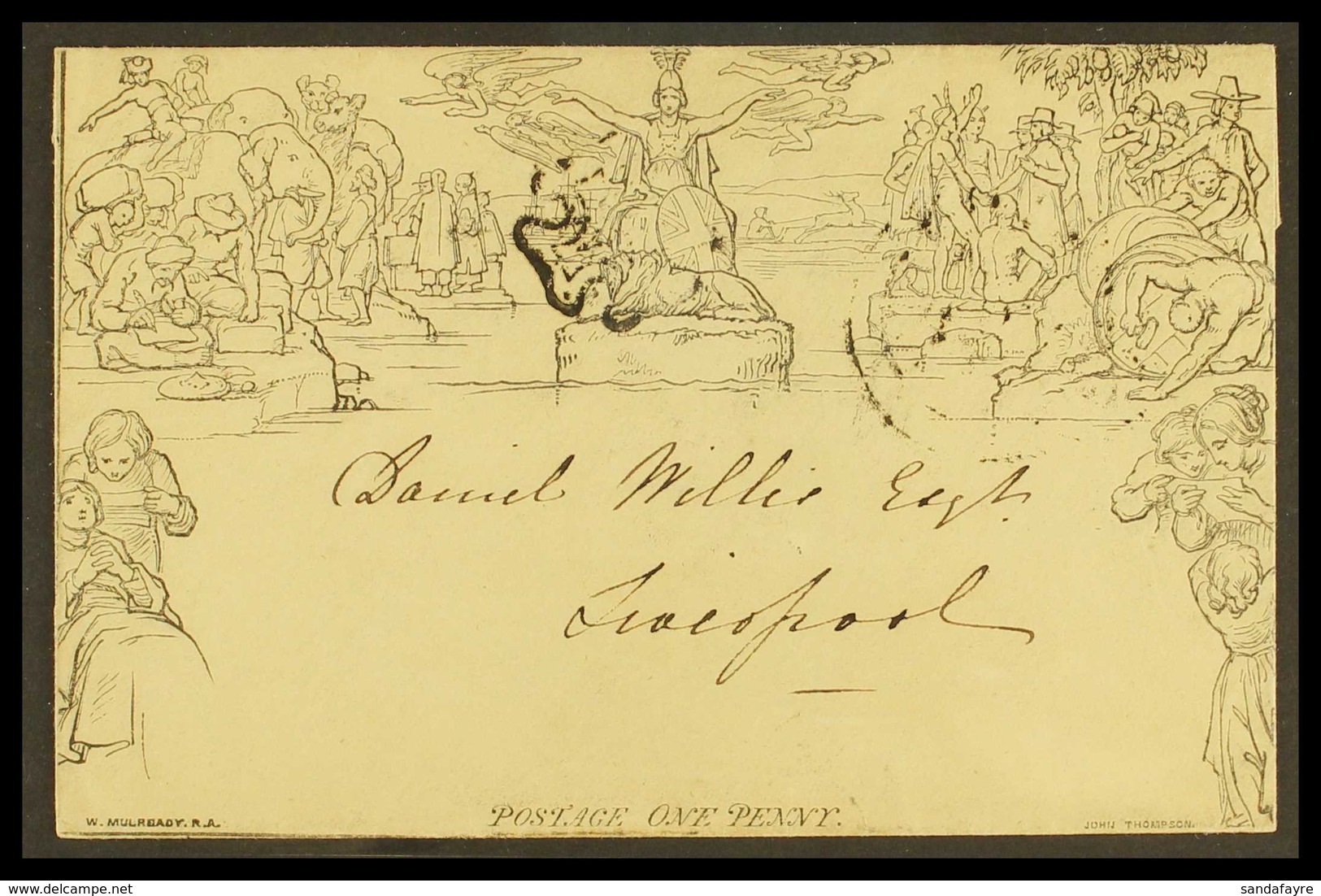 1840 MULREADY ENVELOPE (April 19th) 1d Envelope, (A172) Forme 4, Printed In Black With Black Maltese Cross Cancel To Fro - Altri & Non Classificati