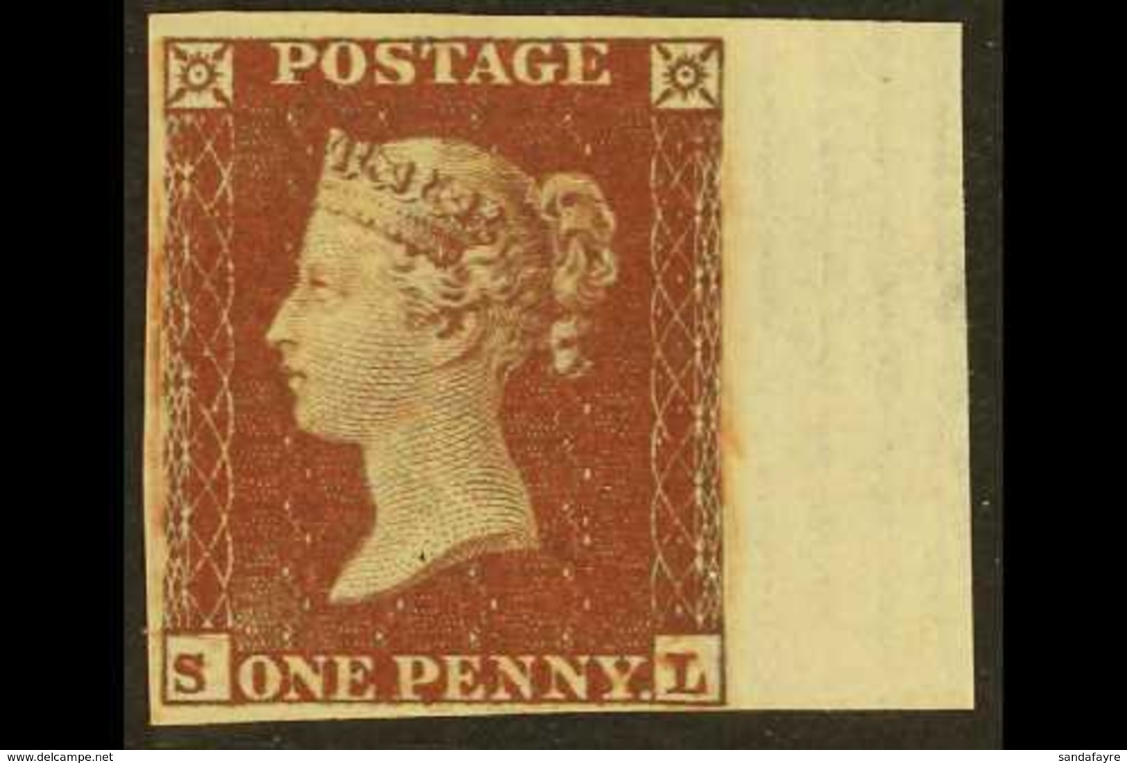 1854 1d Red- Brown 'SL' Plate 199 Imperforate IMPRIMATUR With 4 Full Margins With Part Sheet Margin At Right. Strong & F - Andere & Zonder Classificatie