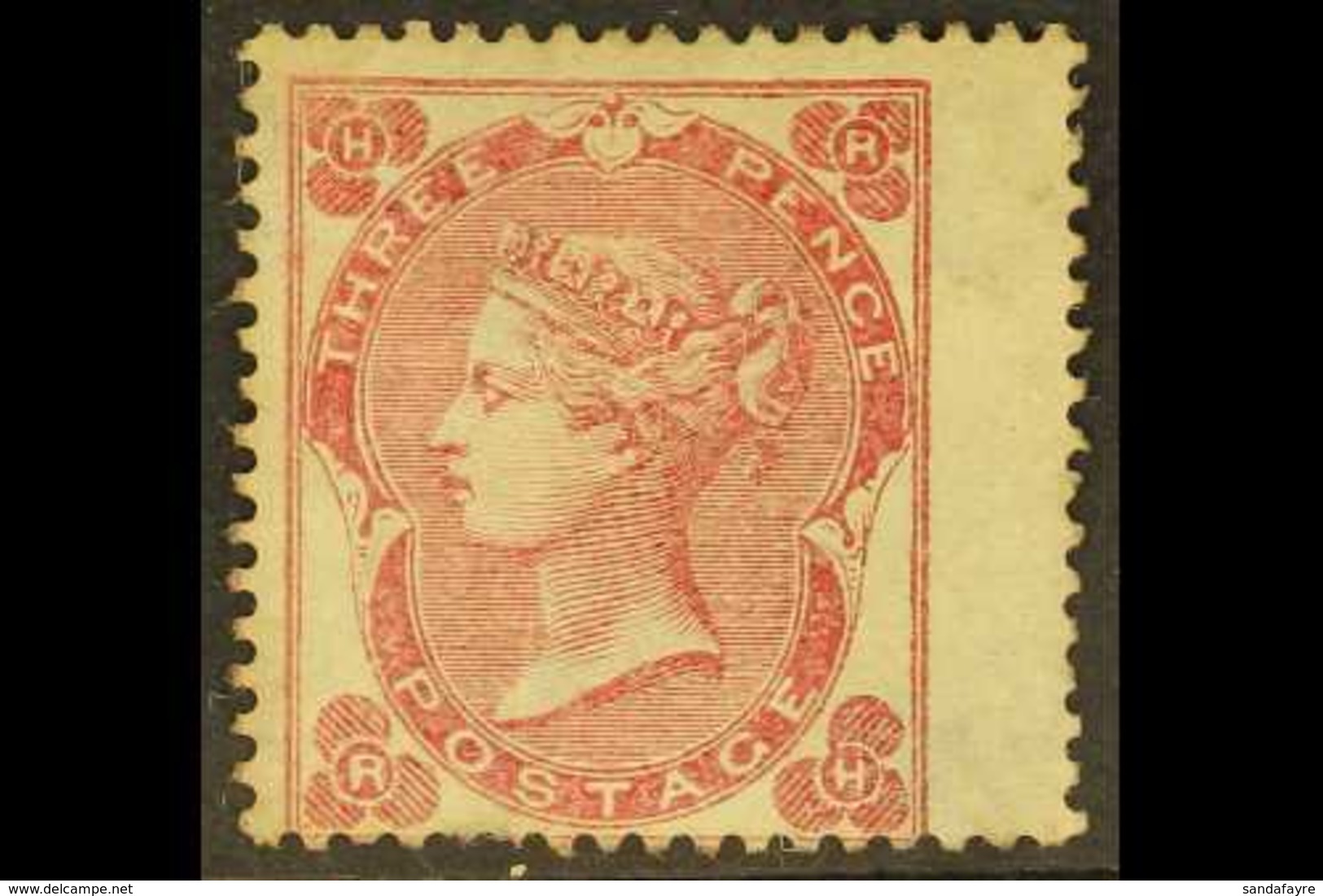 1862-64 3d Bright Carmine-rose, SG 76, Unused No Gum Right Wing Margin Example, A Few Shortish Perfs, Cat £2,700. For Mo - Other & Unclassified