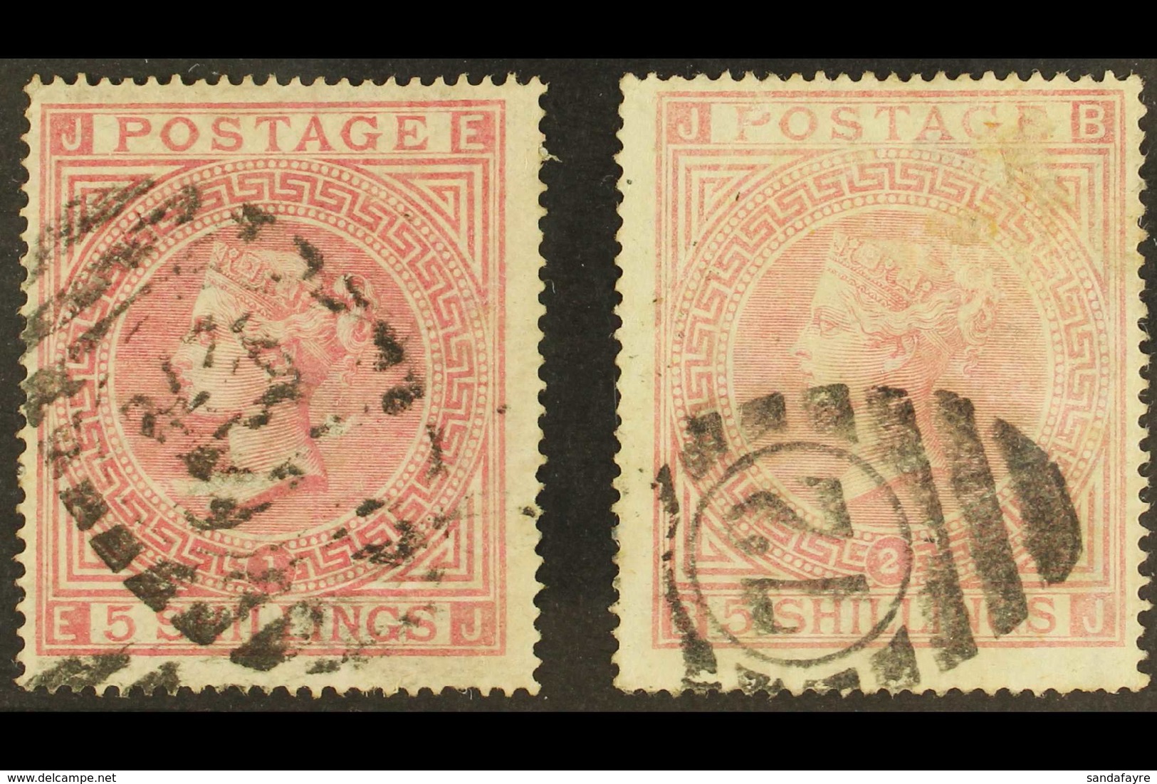 1867-83 5s Rose & 5s Pale Rose (SG 126/7) Plates 1 & 2, Lightly Used Presentable Examples With Some Minor Faults. Cat £2 - Andere & Zonder Classificatie