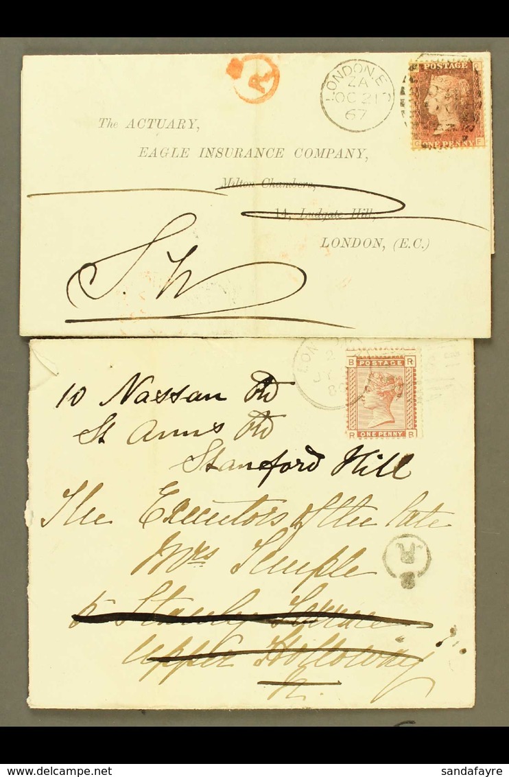 1867/1880 REDIRECTED WITHOUT CHARGE INSPECTORS MARKS. Two Redirected Covers, Each Bearing A Strike Of The Scarce "Crown  - Other & Unclassified