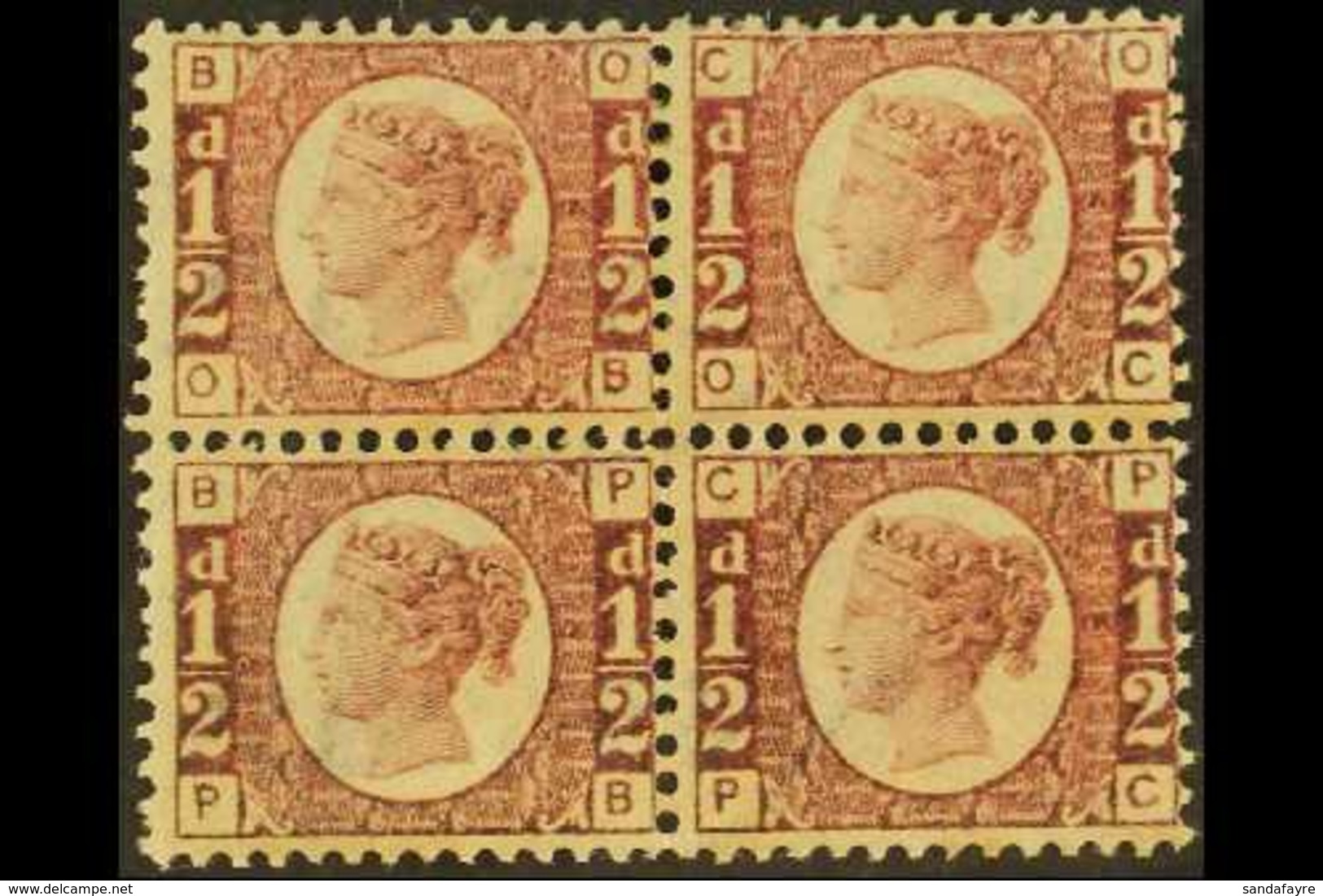 1870 ½d Rose- Red 'bantam' Plate 3, SG 48, Mint BLOCK OF FOUR, The Lower Pair Never Hinged. Fresh & Well- Centred. For M - Altri & Non Classificati