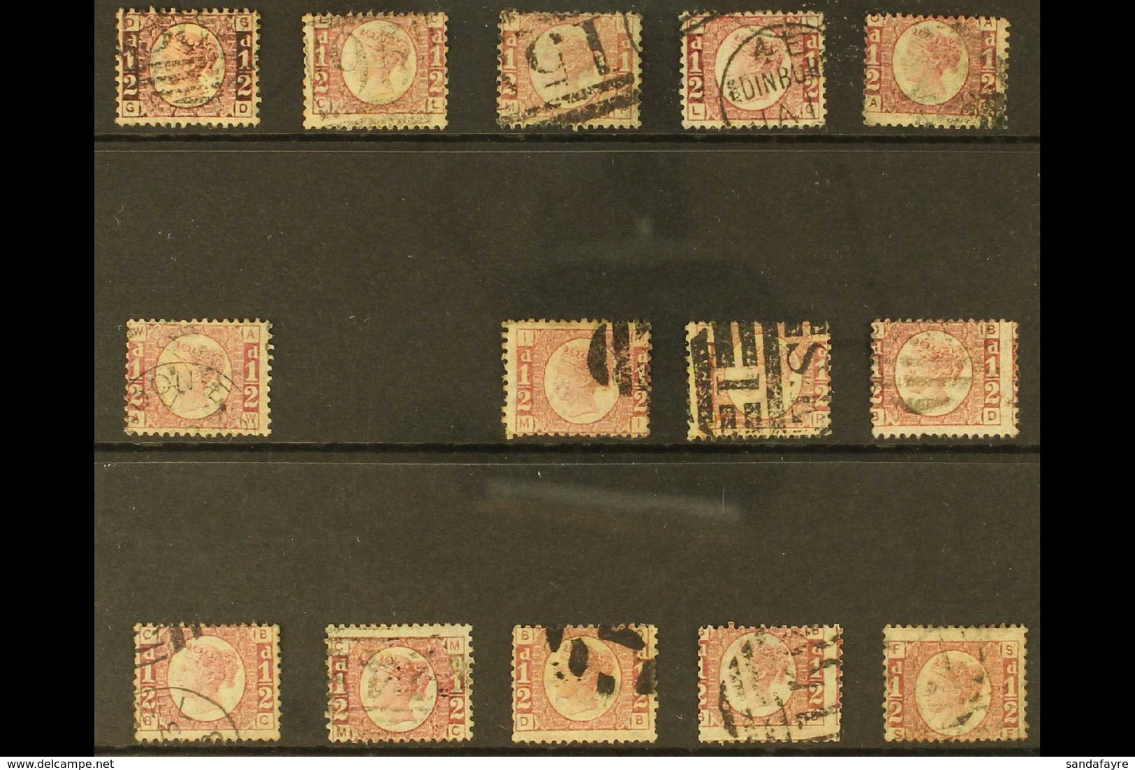 1870 ½d Rose-red/red Bantams All Plates 1 To 8 & 10 To 20 (less The Rare Plate 9), SG 48/49, Used. (14 Stamps) For More  - Autres & Non Classés