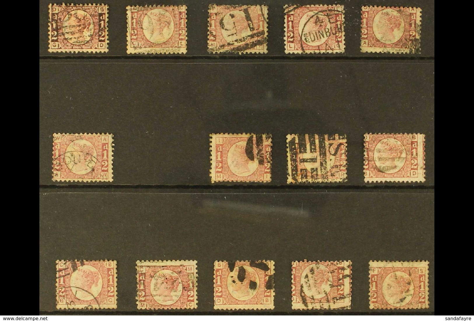 1870 ½d Rose-red/red Bantams All Plates 1 To 8 & 10 To 20 (less The Rare Plate 9), SG 48/49, Used. (14 Stamps) For More  - Altri & Non Classificati