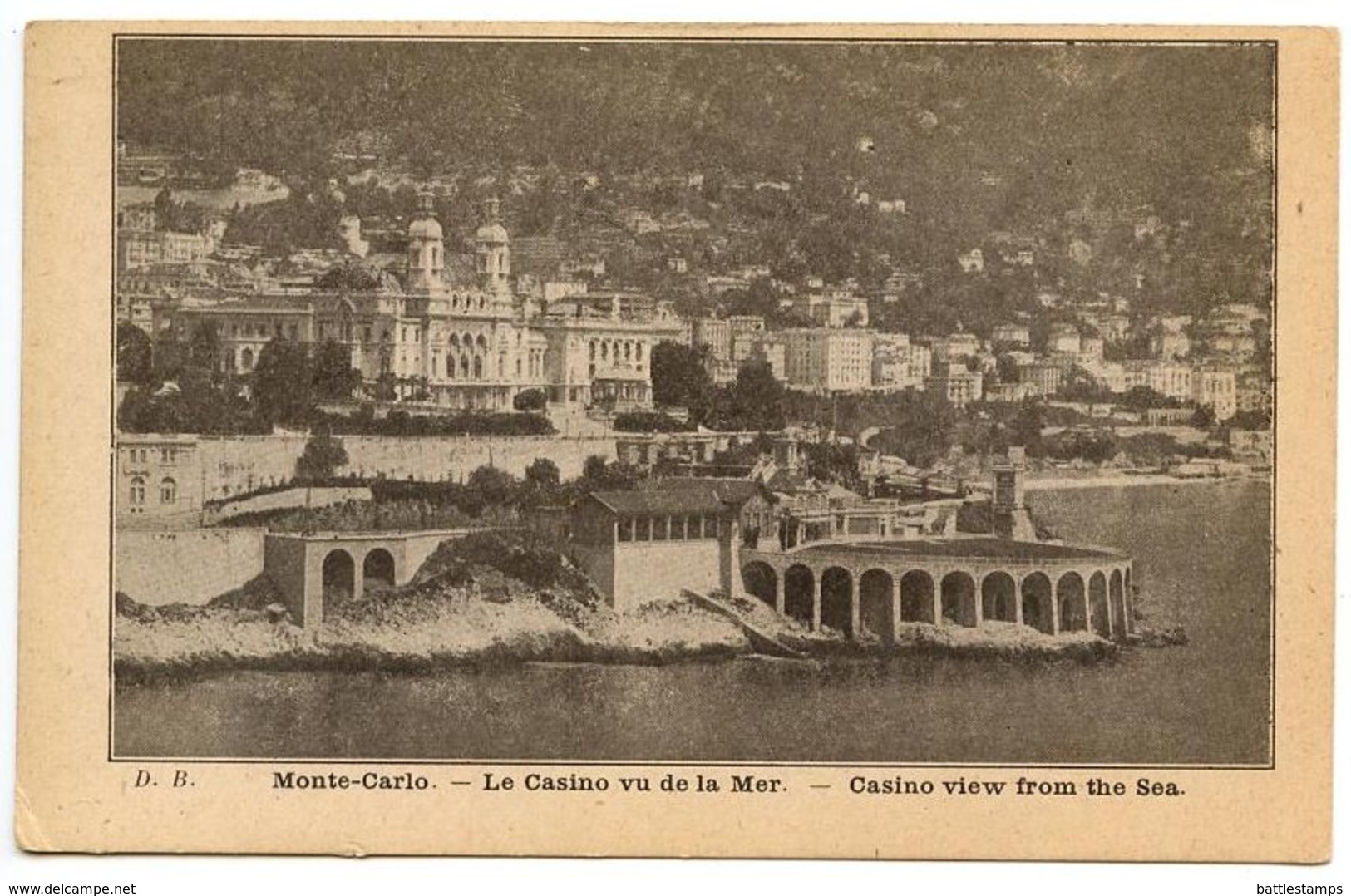 Monaco Vintage Postcard Monte-Carlo - Casino View From The Sea - Monte-Carlo