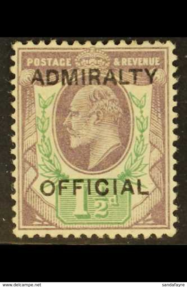OFFICIAL ADMIRALTY 1903 1½d Dull Purple & Green With "ADMIRALTY OFFICIAL" Overprint, SG O103, Fine Mint, Expertized E.Di - Zonder Classificatie