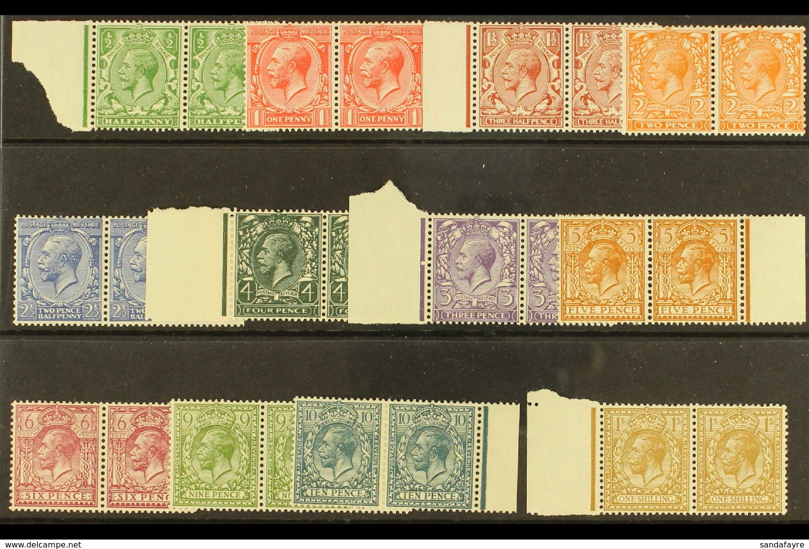 1924-26 Wmk Block Cypher Set Complete, SG 418-29, Never Hinged Mint PAIRS. Lovely Fresh Quality (24 Stamps) For More Ima - Zonder Classificatie