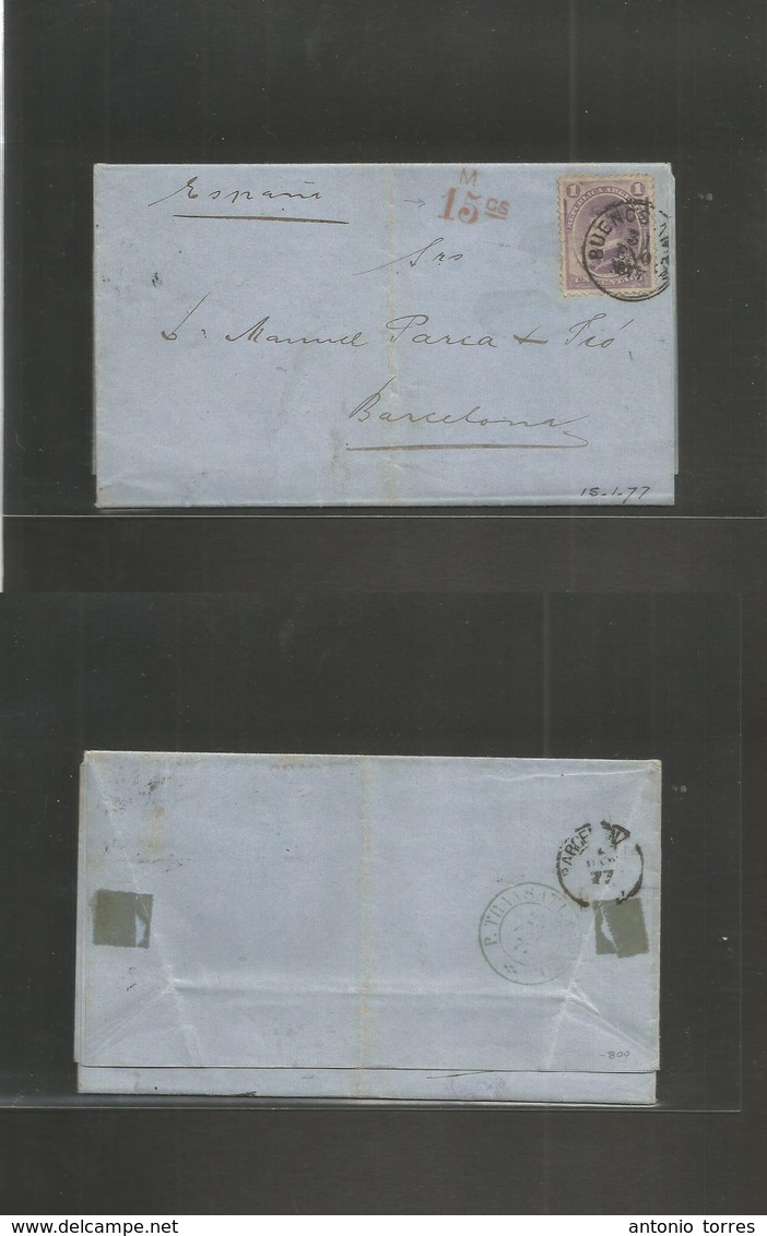 Argentina. 1877 (15 Jan) Buenos Aires - Spain, Barcelona (4 Mar) Printed Matter Rate Pre Berna Convention Time Fkd Unsea - Sonstige & Ohne Zuordnung