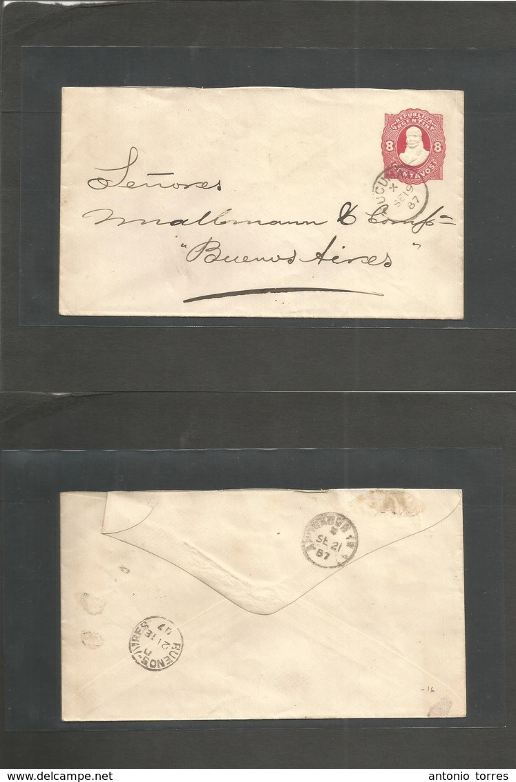 Argentina - Stationery. 1887 (Sept 19) Tucuman - Buenos Aires (21 Sept) 8c Red Stat Env Cds. Fine Used. - Other & Unclassified