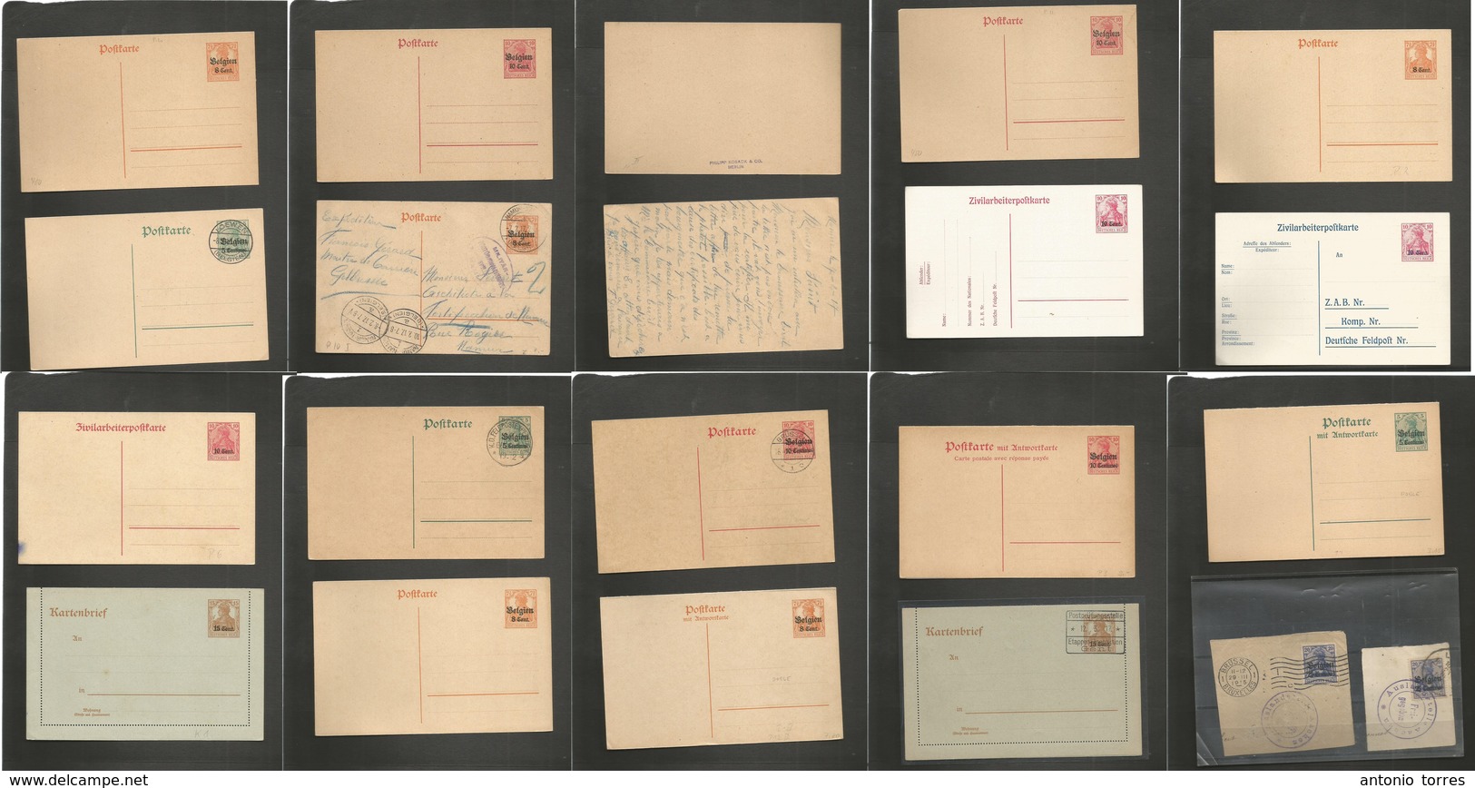 Belgium. 1915-17. WWI. German Occupation Of Belgium. Group Of Some 18 Mint, Used And Preobl Items + 3 Fragments Group. O - Autres & Non Classés