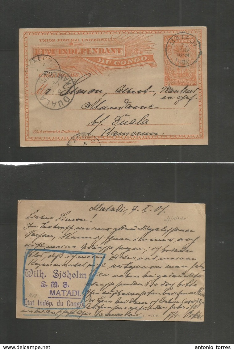 Belgian Congo. 1902 (7-20 Jan) Matadi - Puala, German Camerun (5 Feb) Via Accra / Gold Coast. Rare Transited Postal Hist - Autres & Non Classés