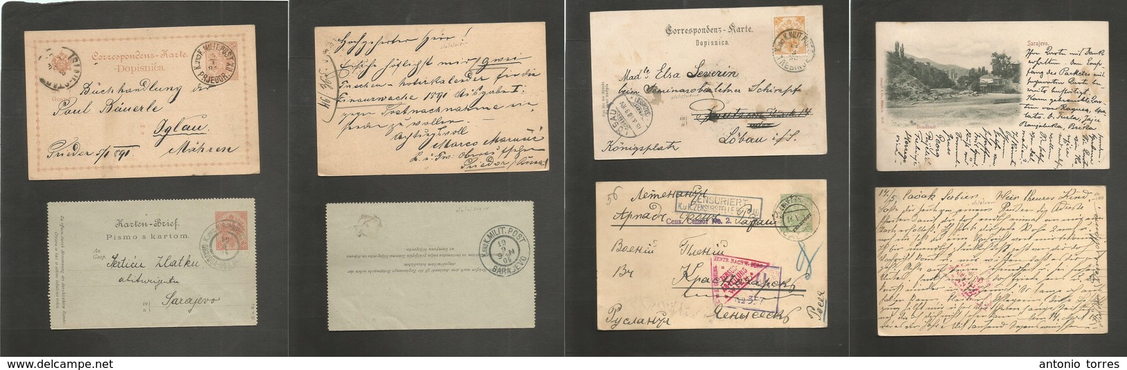 Bosnia. 1894 / 1914. Serbia - WWI. Selection Of 4 Military Stationary Cards / Letter Sheet, One Is Fkd Ppc. Trebinge, Gr - Bosnia Erzegovina